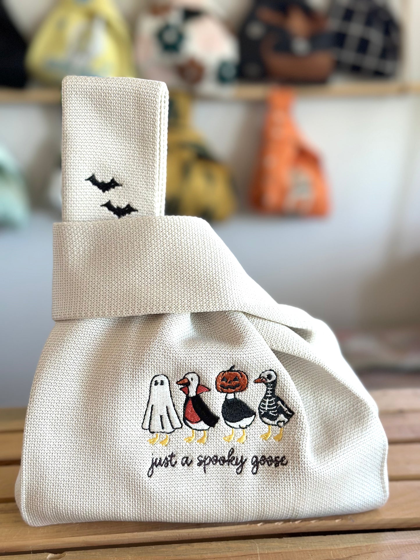 Embroidery Knit Bag - Halloween