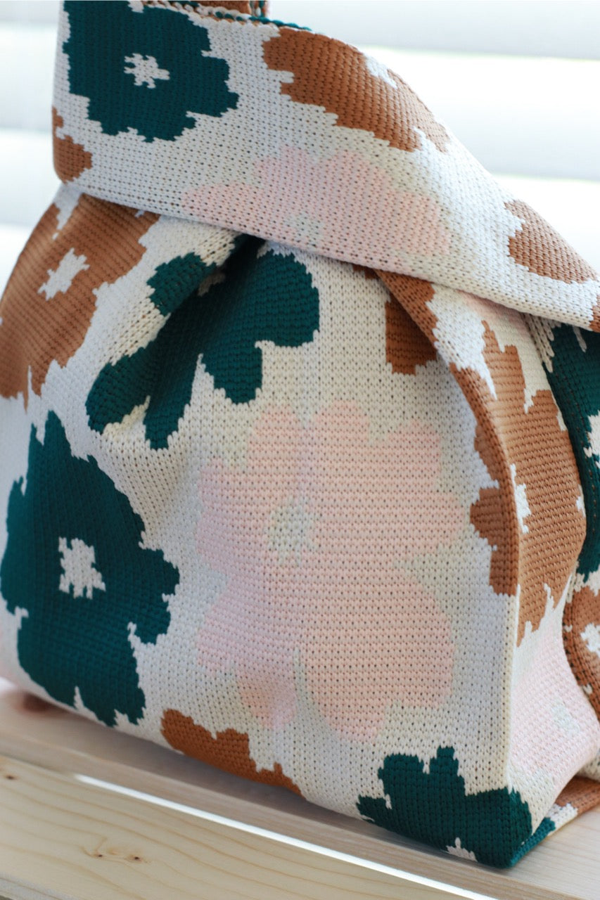 Fall Flower Knit Tote Bag