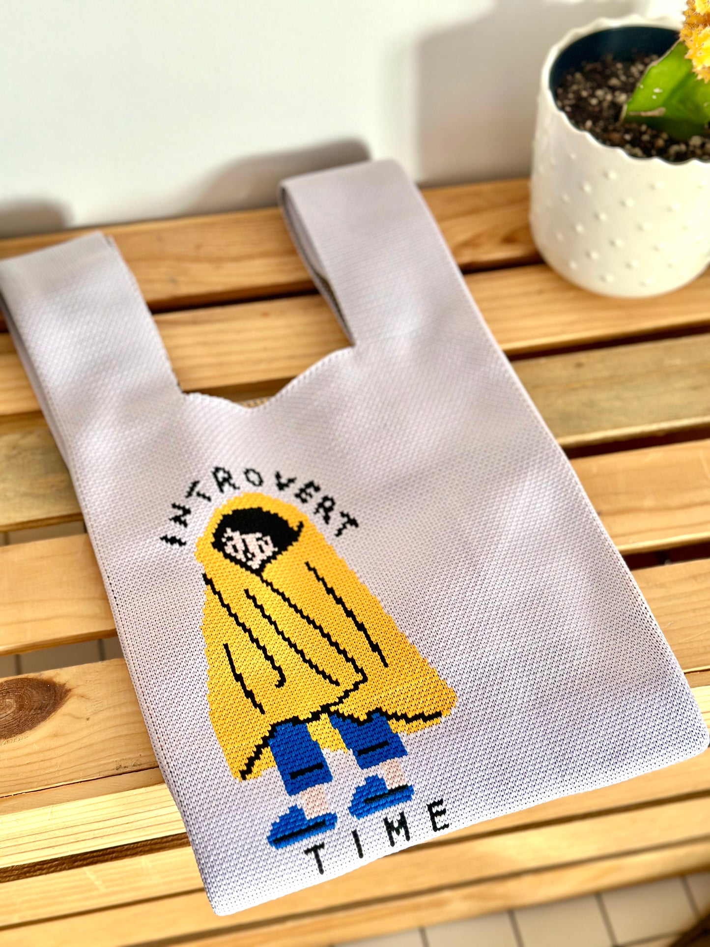Introvert Time Knit Tote Bag