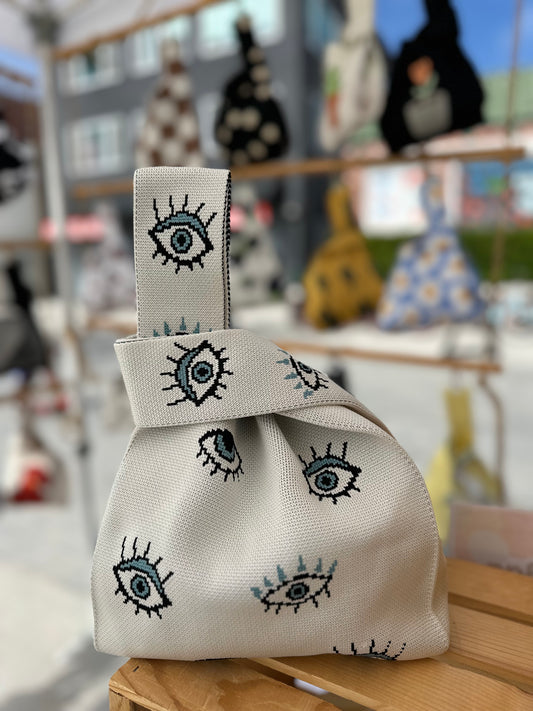Knit Tote Bag - Evil Eyes