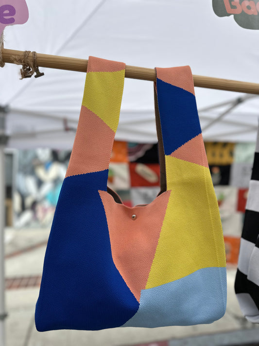 Large Knit Tote Bag - Colorblock