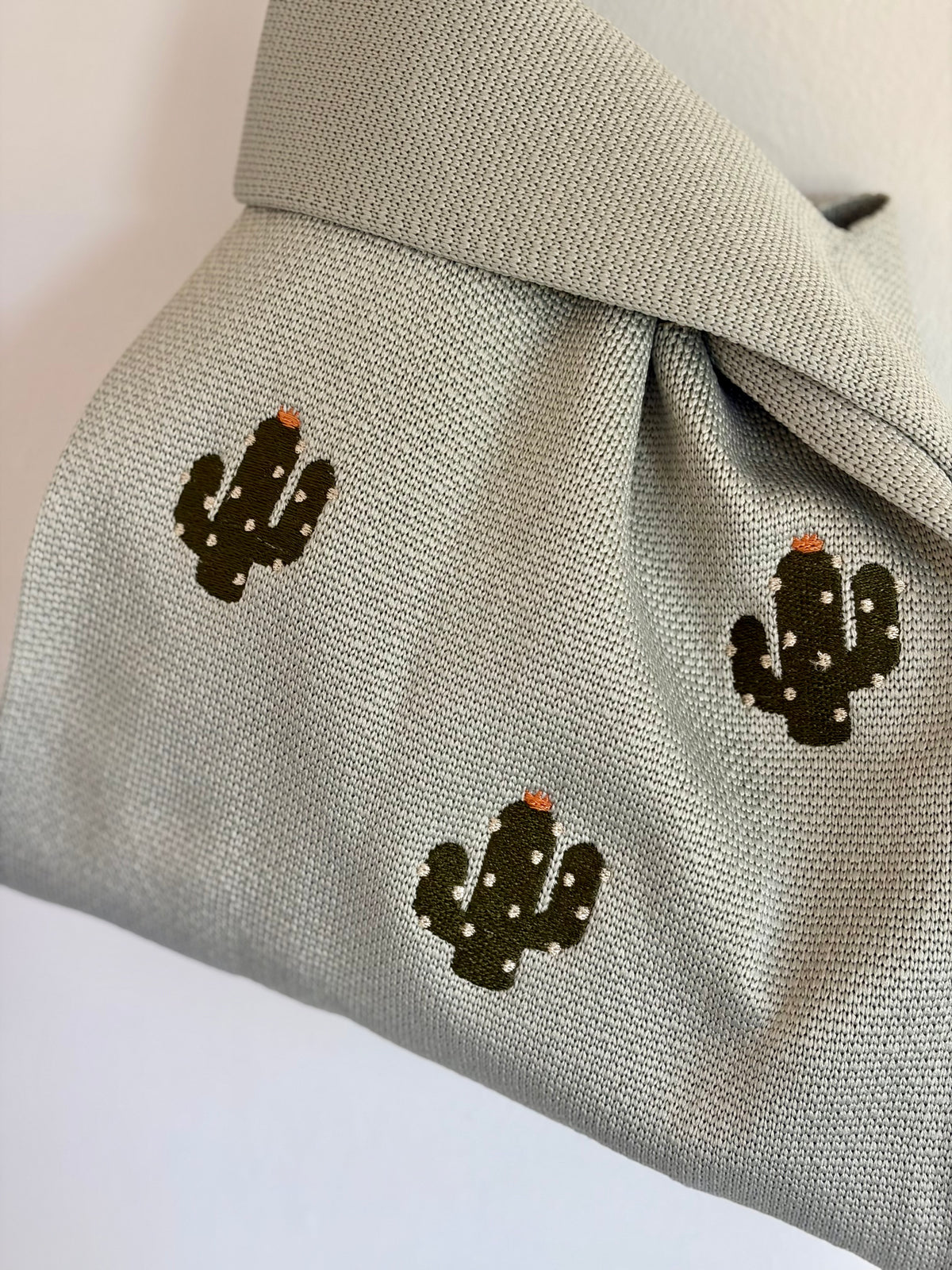 Cactus Embroidered Knit Tote Bag