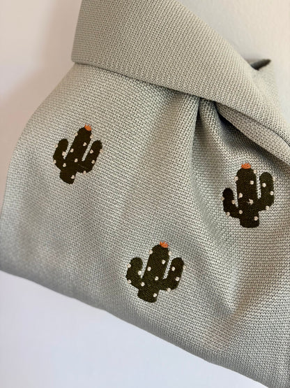 Cactus Embroidered Knit Tote Bag
