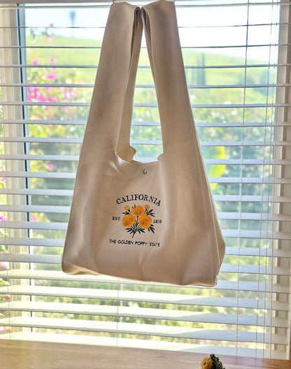 Large Embroidery Knit Bag - State Flower