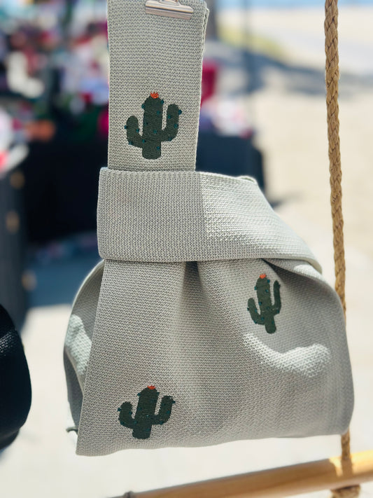 Embroidery Knit Bag - Cactus
