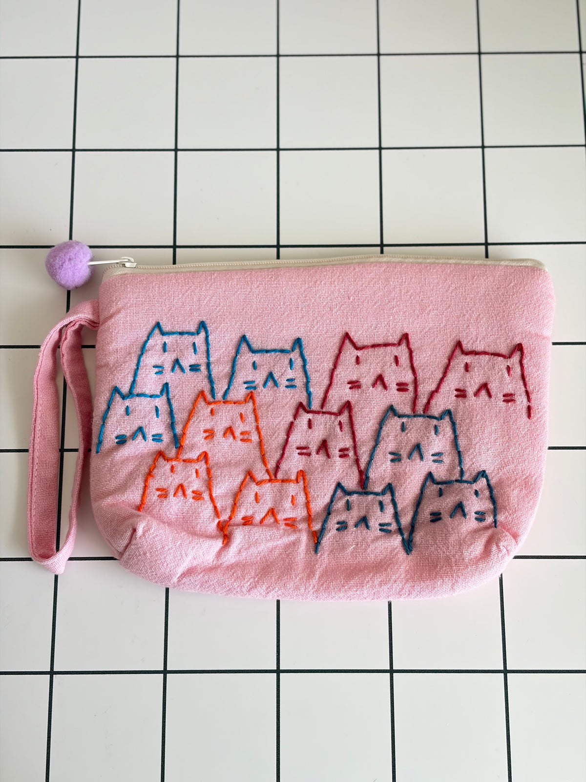 Hand-Embroidery Makeup Pouch D