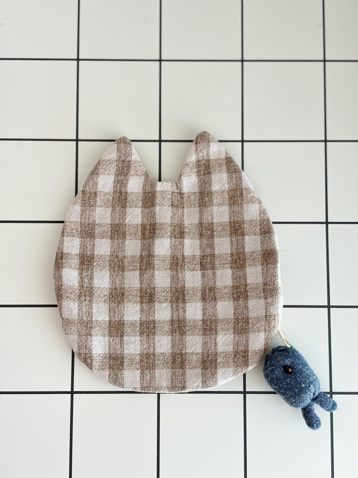 Little Stitch Pouch- Brown Checker A