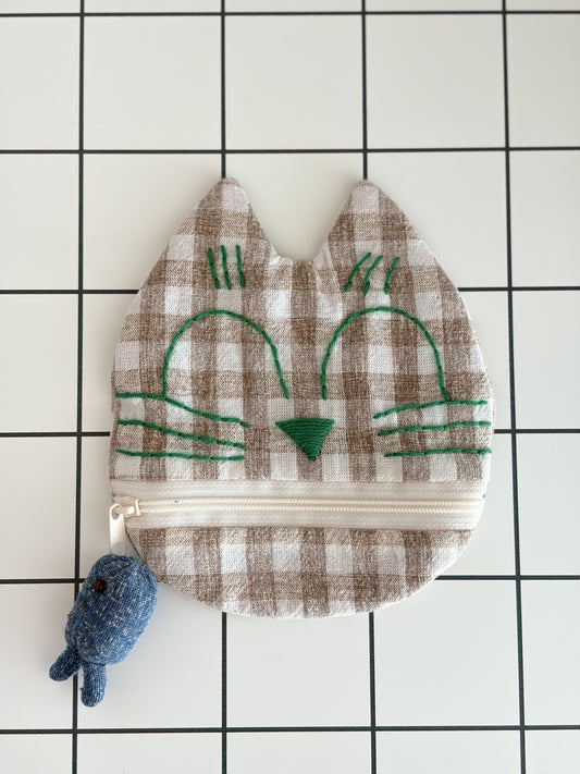 Little Stitch Pouch- Brown Checker A
