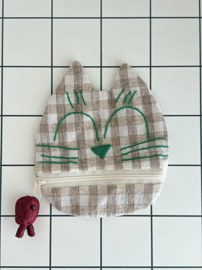 Little Stitch Pouch- Brown Checker B