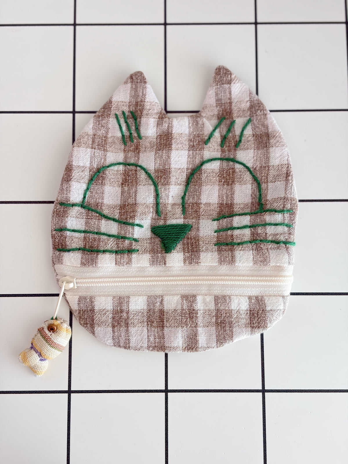 Little Stitch Pouch- Brown Checker C