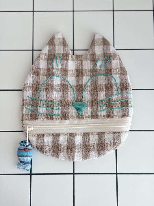 Little Stitch Pouch- Brown Checker D
