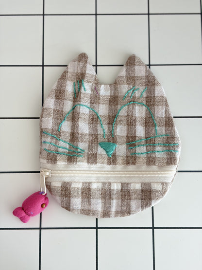 Little Stitch Pouch- Brown Checker E