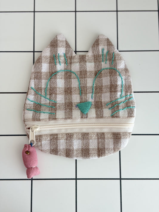 Little Stitch Pouch- Brown Checker F