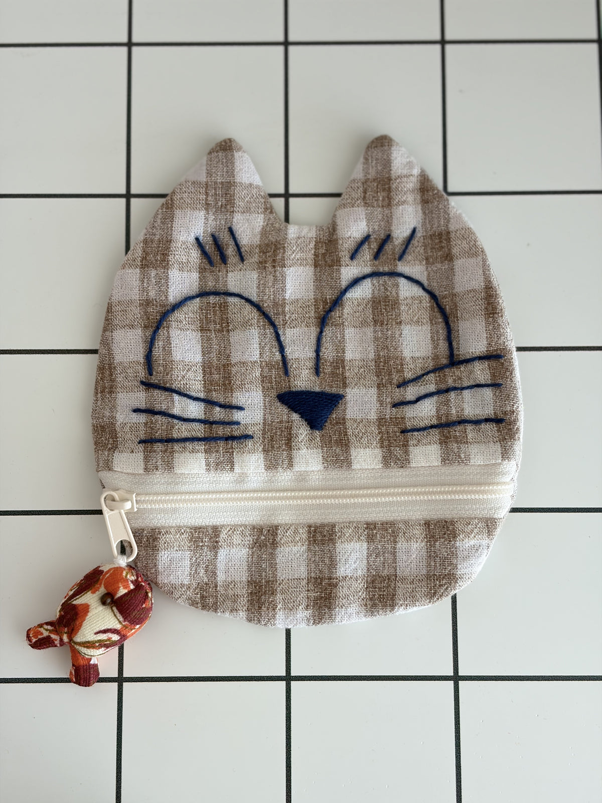 Little Stitch Pouch- Brown Checker H