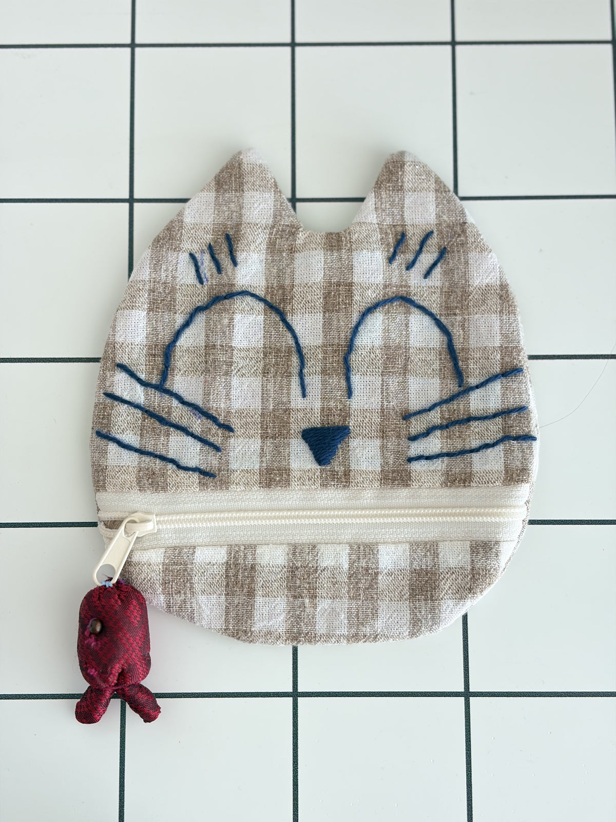 Little Stitch Pouch- Brown Checker I