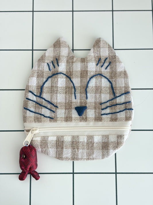 Little Stitch Pouch- Brown Checker I