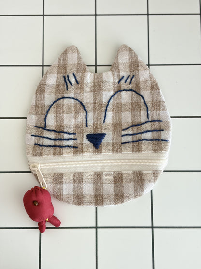 Little Stitch Pouch- Brown Checker J