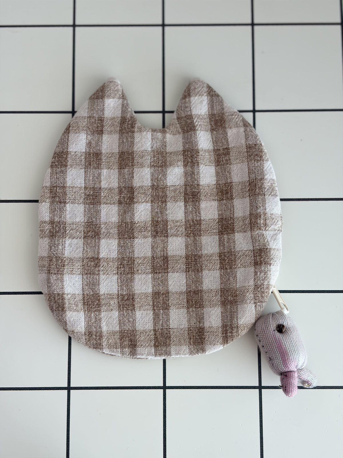 Little Stitch Pouch- Brown Checker L