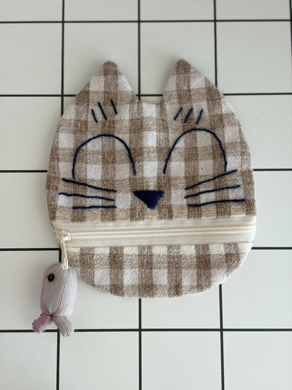Little Stitch Pouch- Brown Checker L