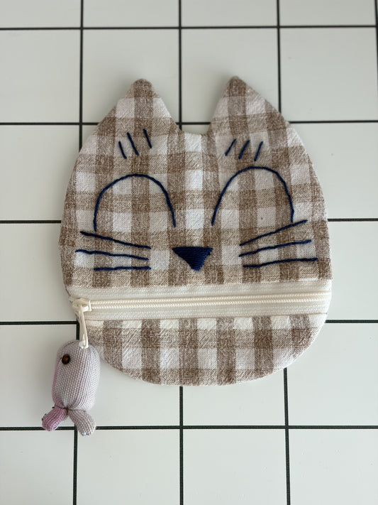 Little Stitch Pouch- Brown Checker L