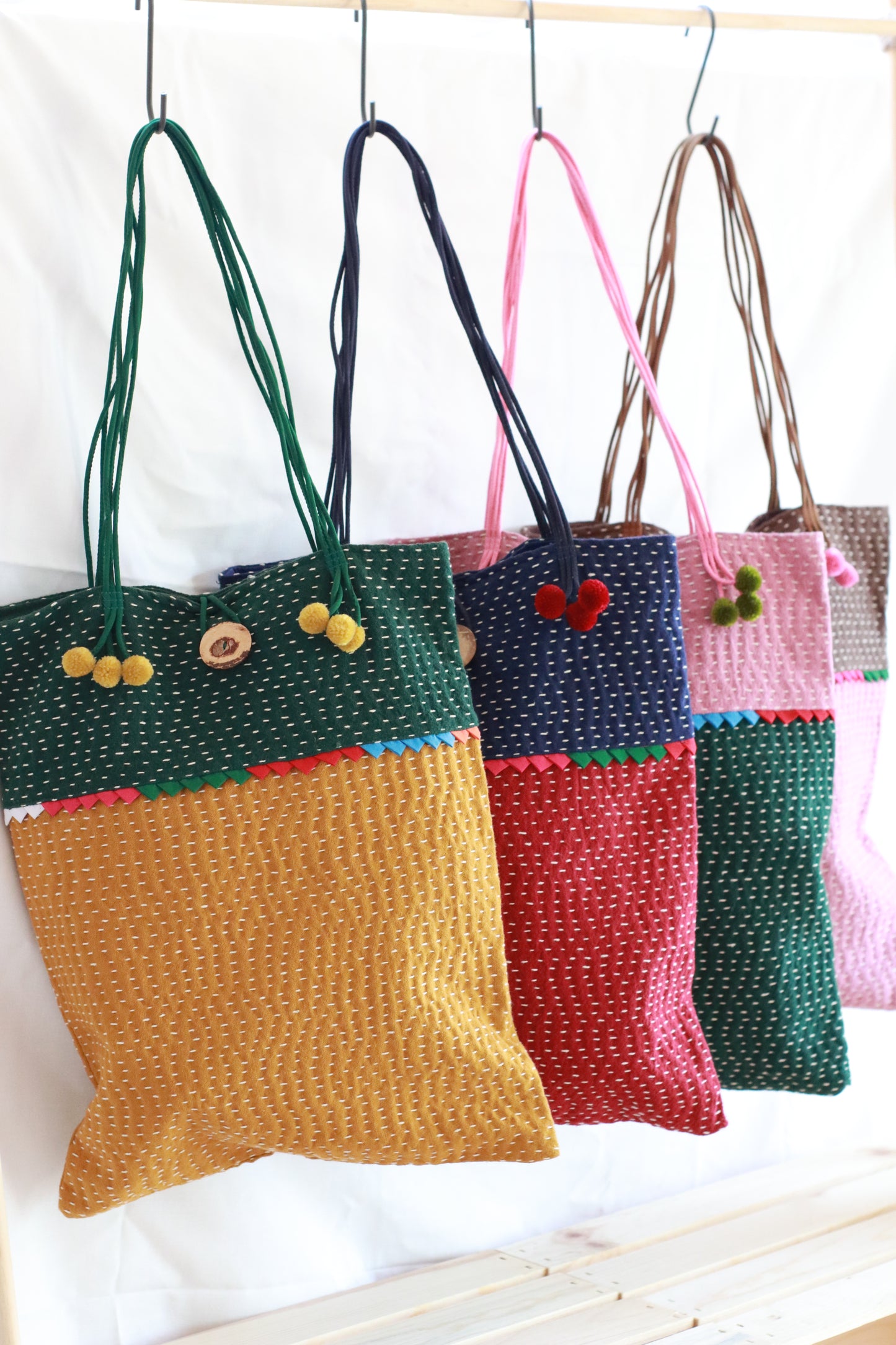 Artisan Hand-Stitch Bag - ColorBlock Tote Bag | Shoulder Bag | More Color