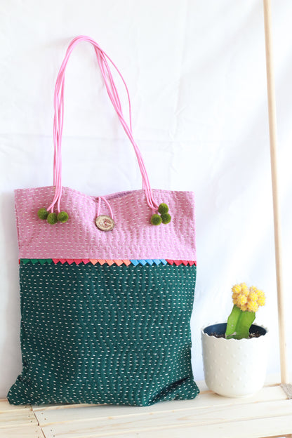 Artisan Hand-Stitch Bag - ColorBlock Tote Bag | Shoulder Bag | More Color