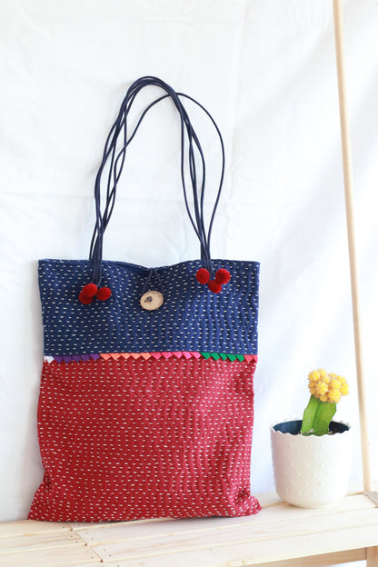 Artisan Hand-Stitch Bag - ColorBlock Tote Bag | Shoulder Bag | More Color