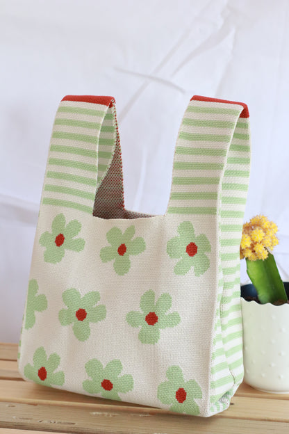 Knit Tote Bag - Peppermint Daisy