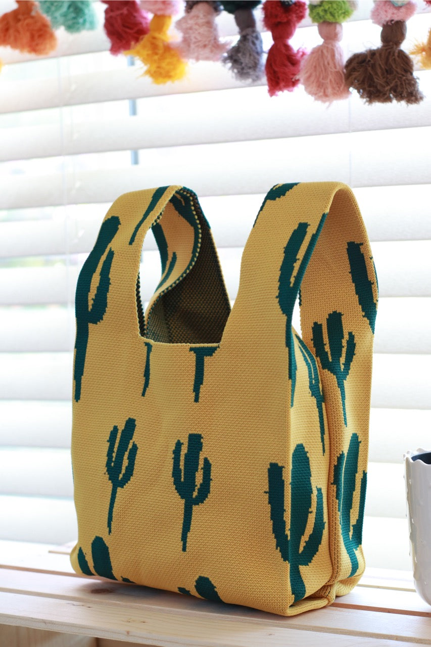 New ! Knit Tote Bag - Cactus