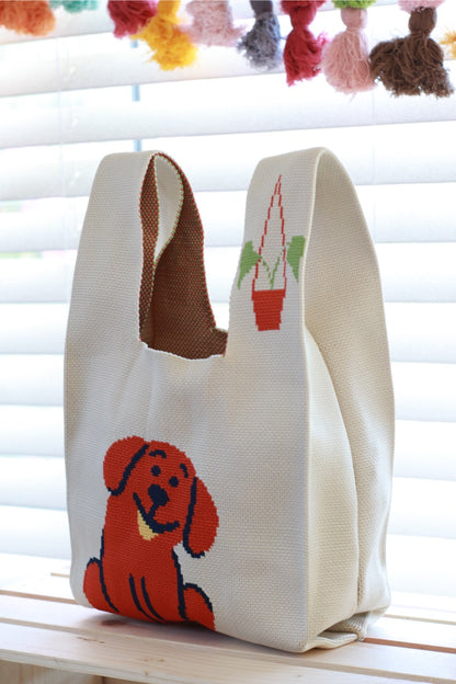 New ! Knit Tote Bag - Dog