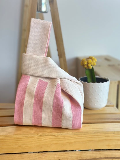 Knit Tote Bag - Color Vertical Bar