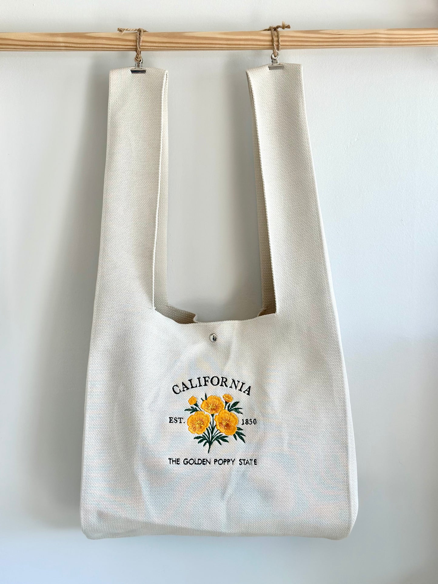 Large Embroidery Knit Bag - State Flower