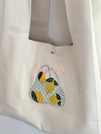 Large Embroidery Knit Bag - Lemon Bag