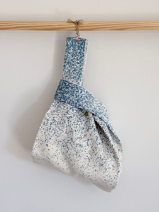 Knit Tote Bag - Blue Mist with Magnetic Snap