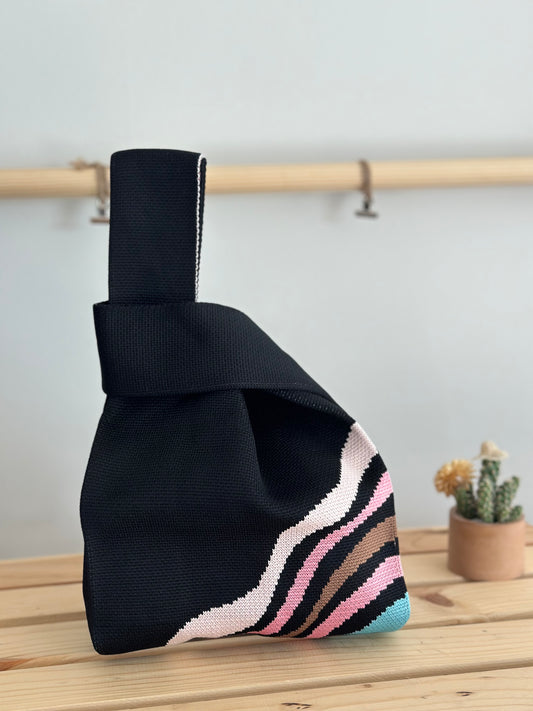 Knit Tote Bag - Rainbow Wave