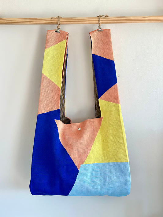 Large Knit Tote Bag - Colorblock
