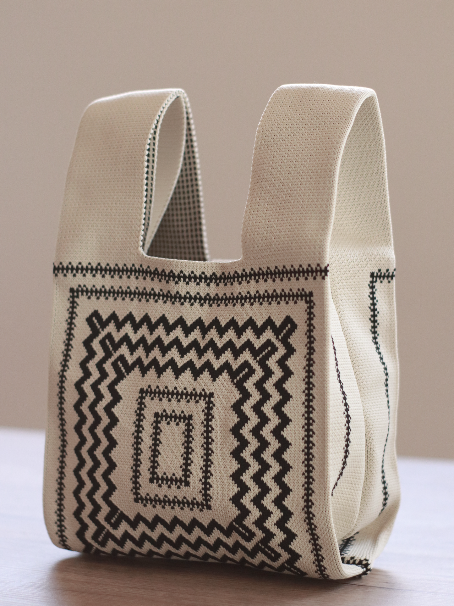 Knit Tote Bag-Square Line (More Color)