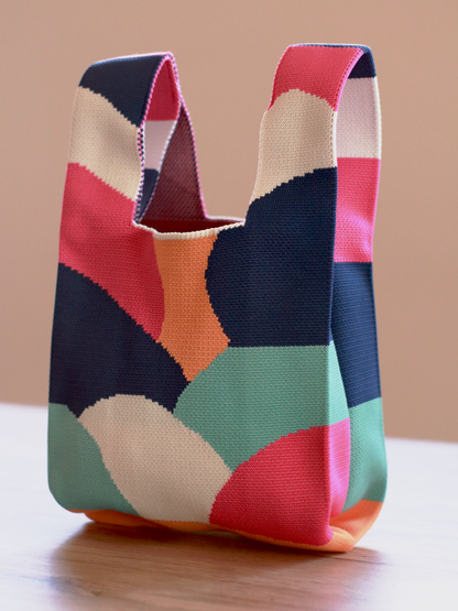 Knit Tote Bag-Mosaic color